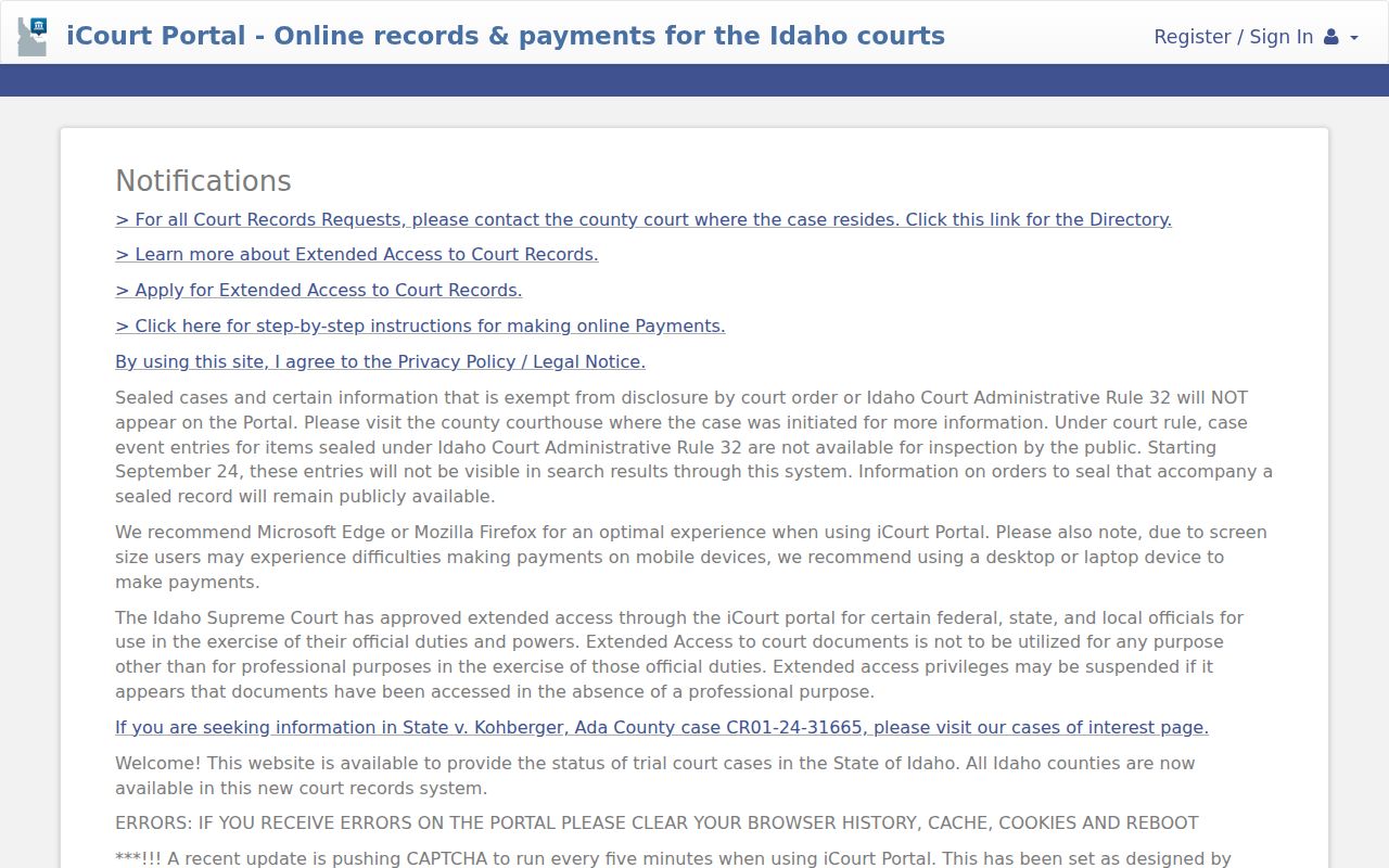 Bonner County criminal court cases in Idaho iCourt Smart Search