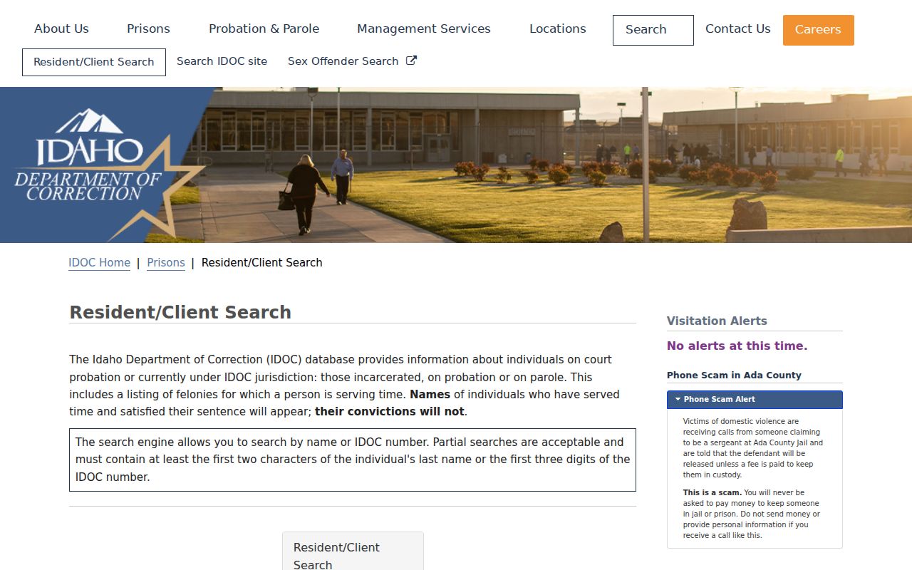 Bonner County correctional record search in the Idaho resident and client locator
